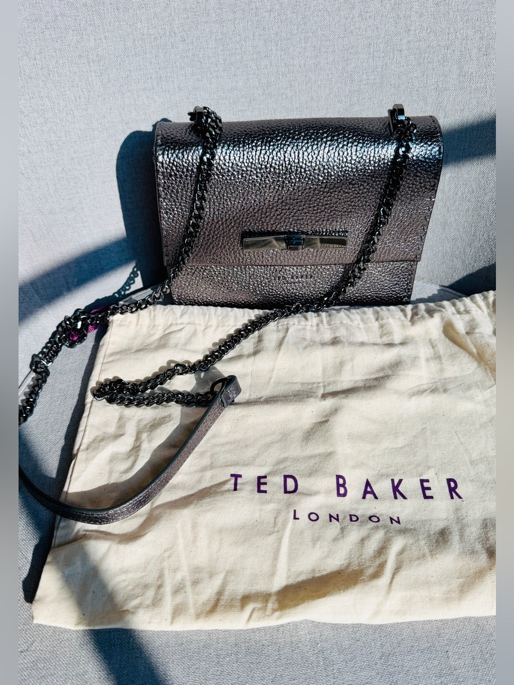 Ted Baker Juliah Gunmetal Crossbody Bag EUC